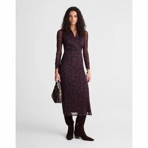 NWT! Madewell - Long-Sleeve Polo Midi Dress - Deep Aubergine - Size Medium